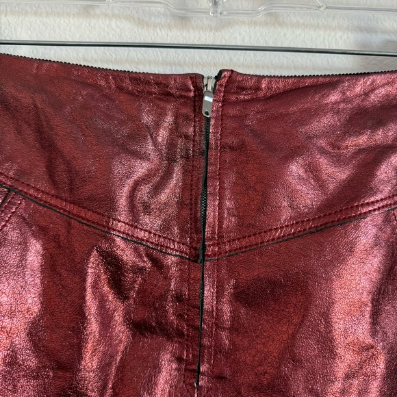 Sandro Red Metallic Sheep Leather Mini Skirt Size: 3 - Picture 5 of 14
